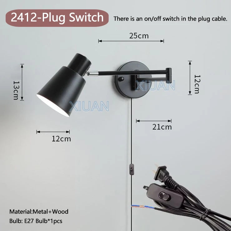applique murale moderne bras pivotant led en tissu plissé métal - vue 9 sur 23