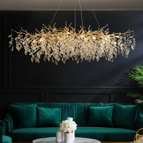 lustre en verre doré design luxueux pour décoration intérieure - vue 7 sur 16
