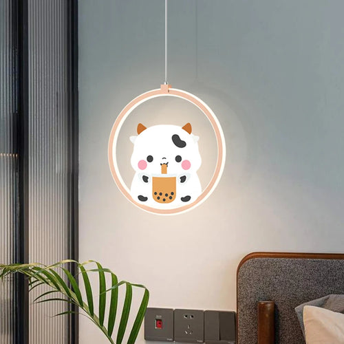 suspension mignonne vache ours rose pour chambre enfant - vue 5 sur 10