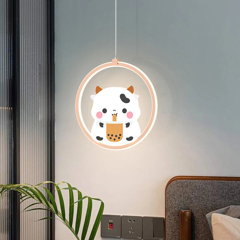 suspension mignonne vache ours rose pour chambre enfant - vue 4 sur 10