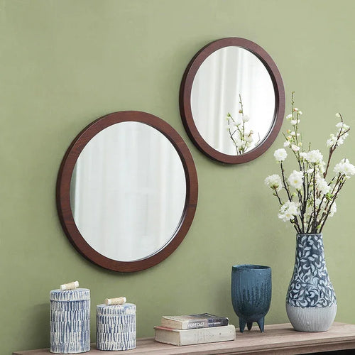 miroir vintage mural en bois de frêne pour salle de bain - vue 2 sur 7
