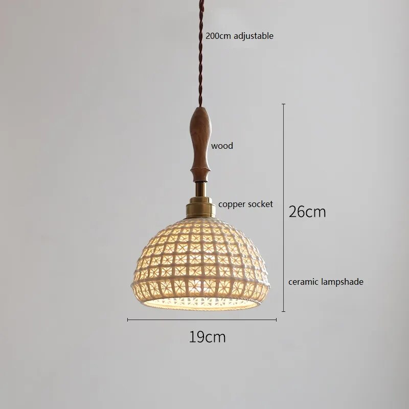 Suspension design led papillon céramique et bois - vue 10 sur 30