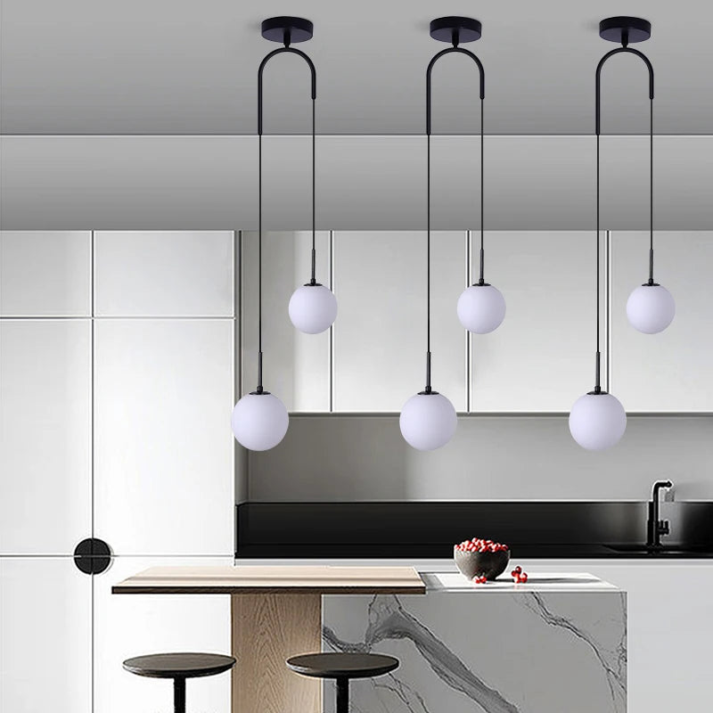Nordique PENDENTIF LED Lumières Chambre Chevet Restaurant Bar Simple Salon Fond Mur Créatif Bar Décor Suspension - vue 4 sur 9