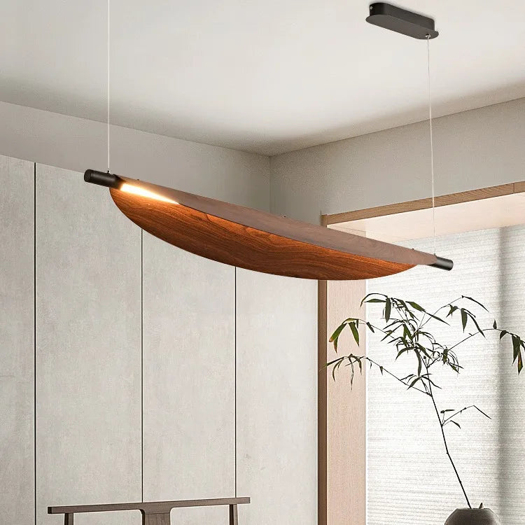 lustre japonais en bois de noyer style rétro pour décoration intérieure - vue 5 sur 10