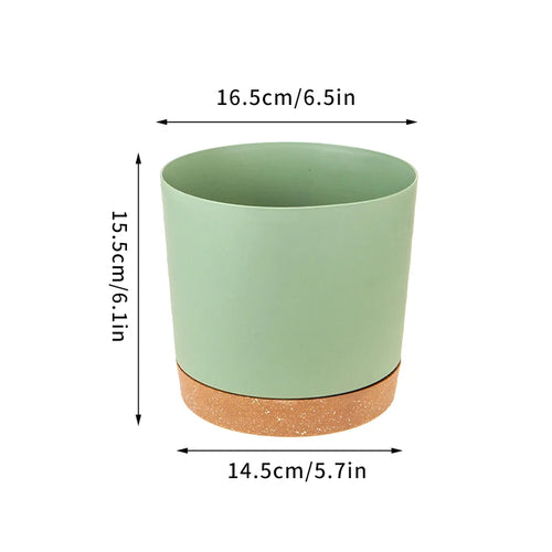 grand pot circulaire en plastique pour plantes d'intérieur avec drainage et plateau - vue 14 sur 15