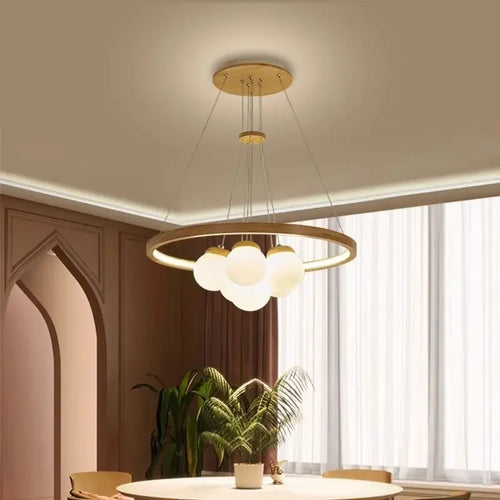 plafonnier led suspendu design moderne en forme de boule de verre - vue 7 sur 8