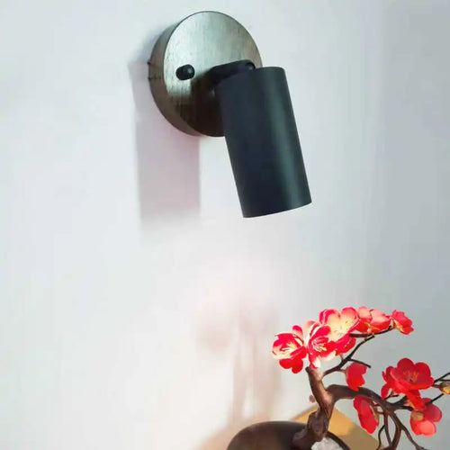 applique murale japonaise en bois avec interrupteur et rotation - vue 5 sur 6