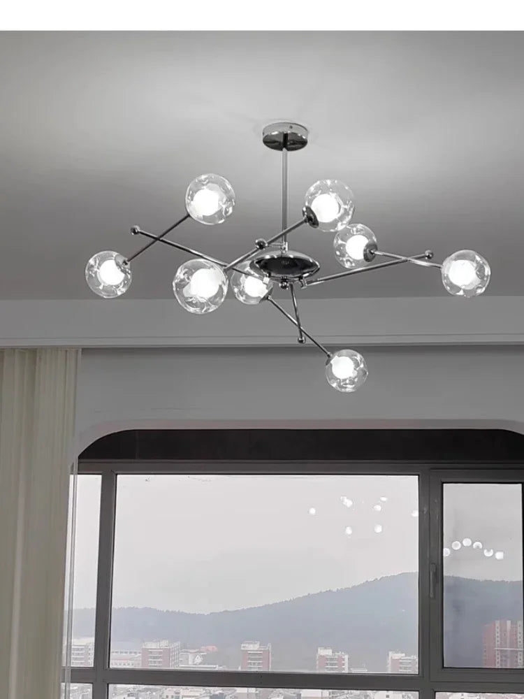 2024 Glass Chandelier Chrome Magic Bean Lights for  Living Room Pendant Lamp Bedroom Dining Room Ceiling Hanging Lamp - vue 3 sur 9