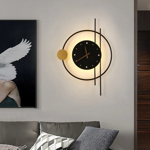 horloge murale led en fer acrylique design nordique élégant - vue 2 sur 8