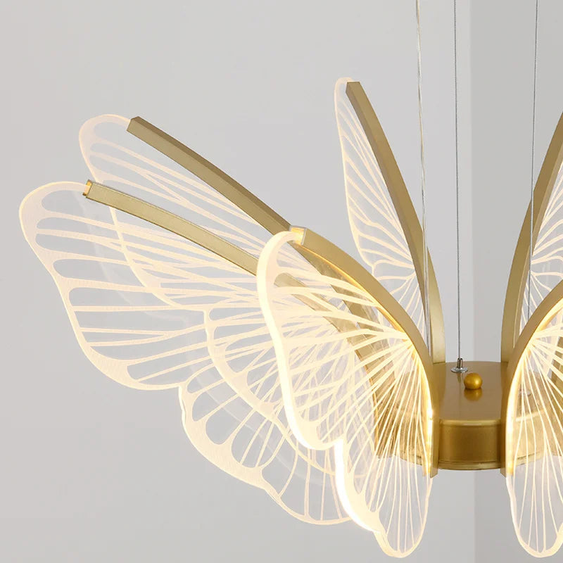 lustre led papillon design nordique moderne pour intérieur décoratif - vue 6 sur 8