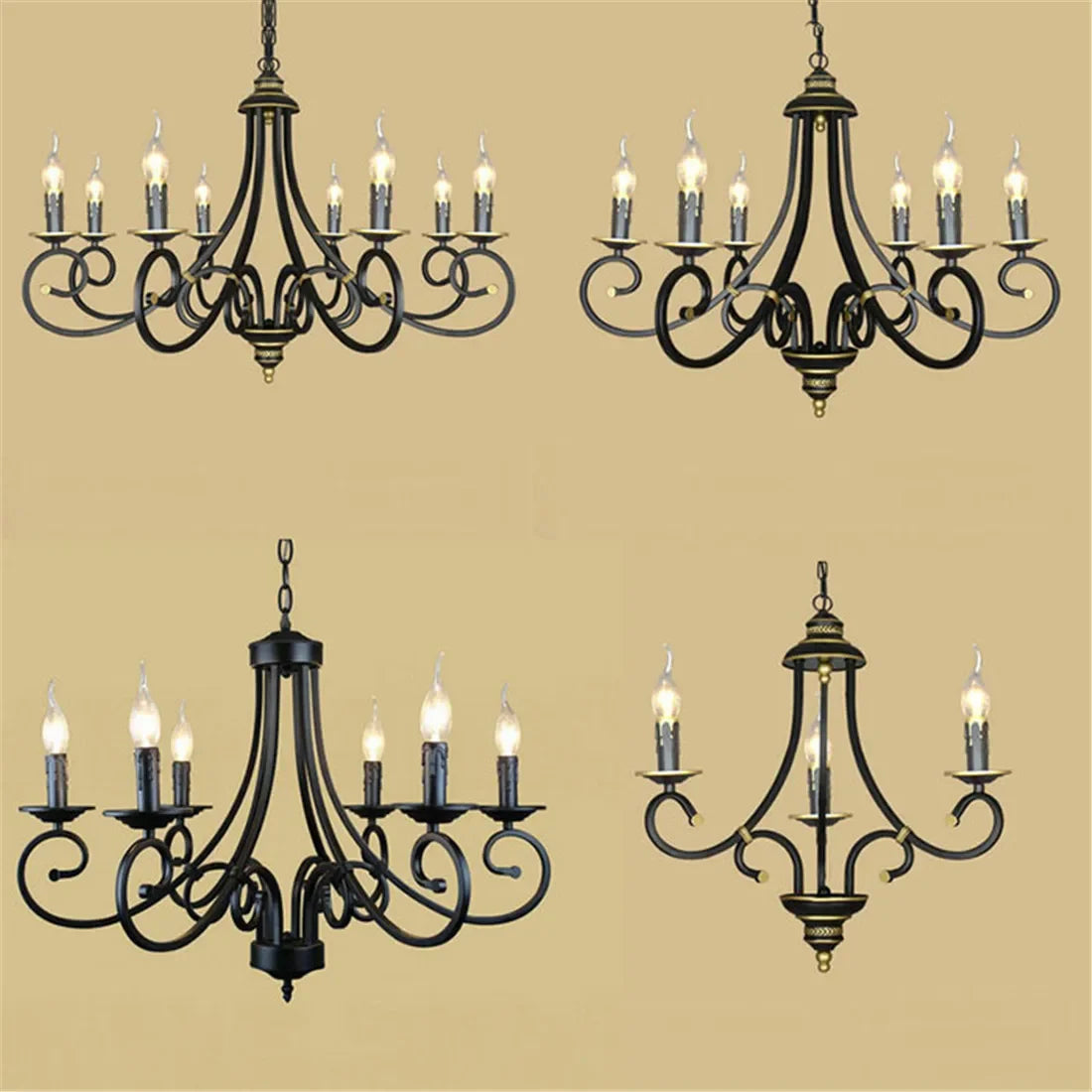 lustre rétro européen créatif en fer pour décoration intérieure - vue 3 sur 11