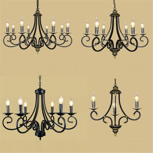 lustre rétro européen créatif en fer pour décoration intérieure - vue 4 sur 11
