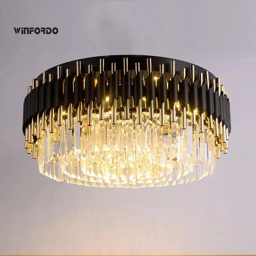 lustre led moderne en cristal de luxe éclairage décoratif - vue 2 sur 9