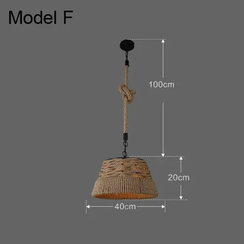 Lustre et Suspension rustique industrielle avec cordage - vue 11 sur 21