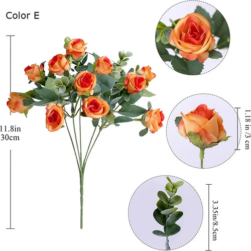 bouquet de roses artificielles avec eucalyptus et pivoine décoratif - vue 10 sur 12