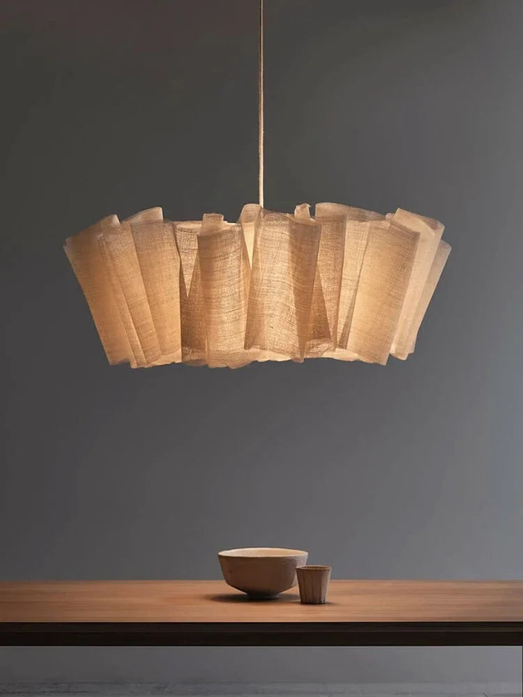 Nordique Vintage Wabi Sabi vent fait à la main tissu Led lustre B &amp; B éclairage intérieur salle à manger Bar chambre chevet suspension lumières - vue 5 sur 10