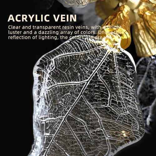lustre moderne en verre de résine en forme de feuille pour intérieur - vue 5 sur 9