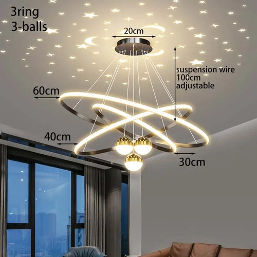 lustre led moderne ciel étoilé pour décoration intérieure - vue 8 sur 14
