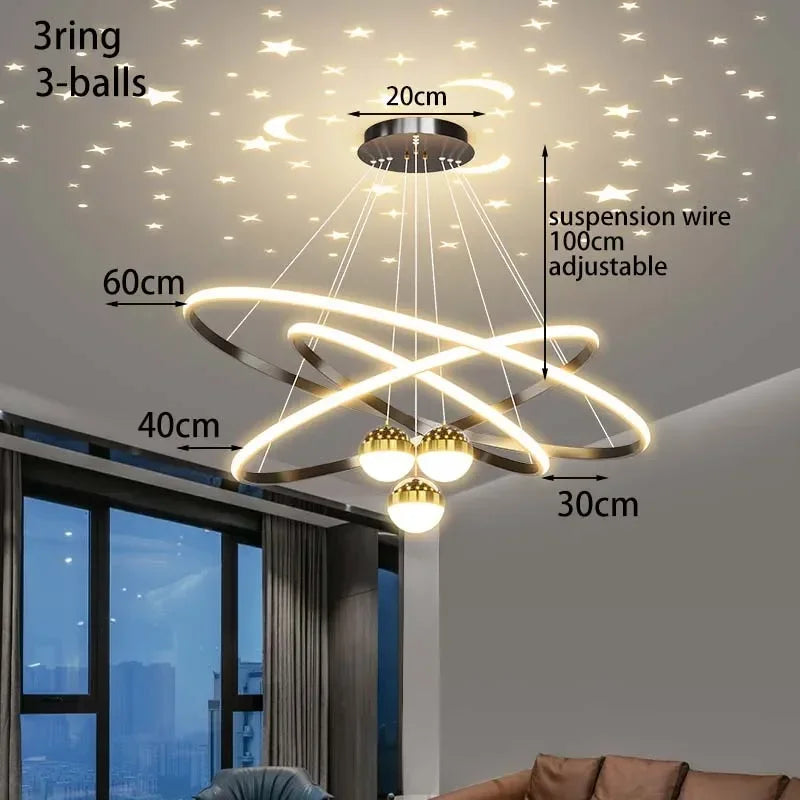 lustre led moderne ciel étoilé pour décoration intérieure - vue 7 sur 14