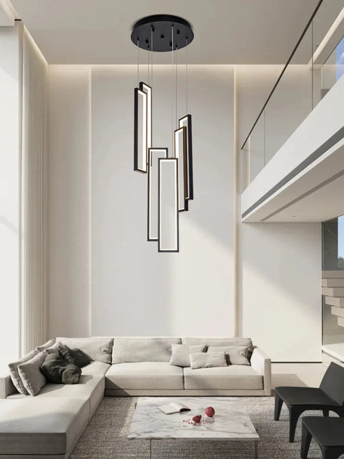 lustre nordique en aluminium intérieur dimmable led long - vue 4 sur 10