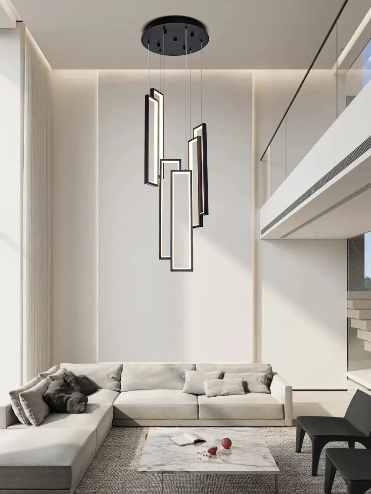 lustre nordique en aluminium intérieur dimmable led long - vue 3 sur 10