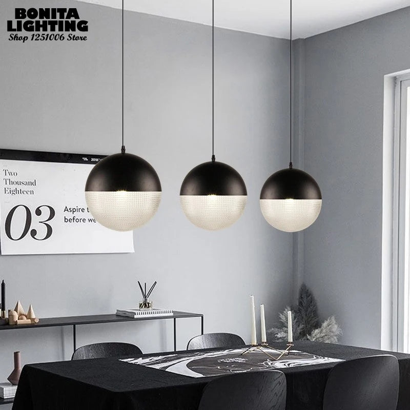 suspension nordique en verre à carreaux pour décoration moderne - vue 6 sur 12