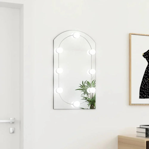 miroir en arc en verre avec éclairage led décoratif mural - vue 2 sur 7