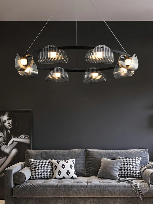 suspension créative en verre et fer pour décoration intérieure - vue 4 sur 10