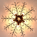 lustre vintage en métal noir avec suspensions en cristal pour intérieur moderne