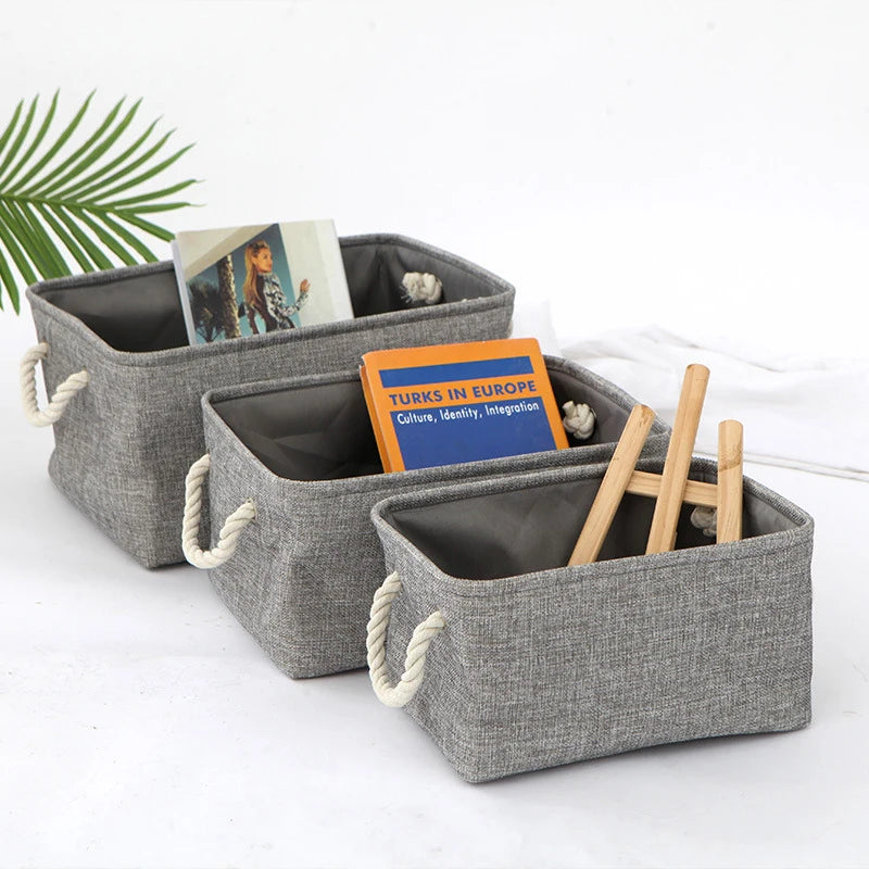 boîte de rangement en lin pour vêtements et jouets divers - vue 5 sur 12