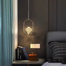 lustre en verre LED avec ceinture en cuir rétro moderne