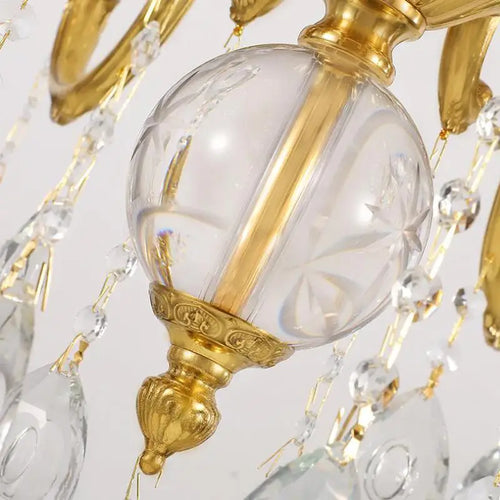 lustre moderne à led en cristal et cuivre - vue 6 sur 9