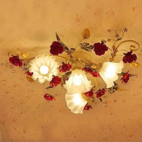 américain Rural fleur cuisine princesse filles chambre plafonnier assis lumière LED moderne plafonnier pour salon - vue 4 sur 9