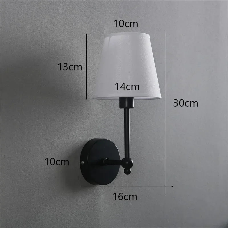applique murale led rétro américaines couvertes de lin luxueuses - vue 8 sur 8