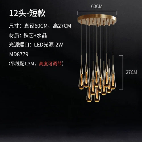 suspension design en verre en forme de gouttelettes d'eau élégante - vue 11 sur 12