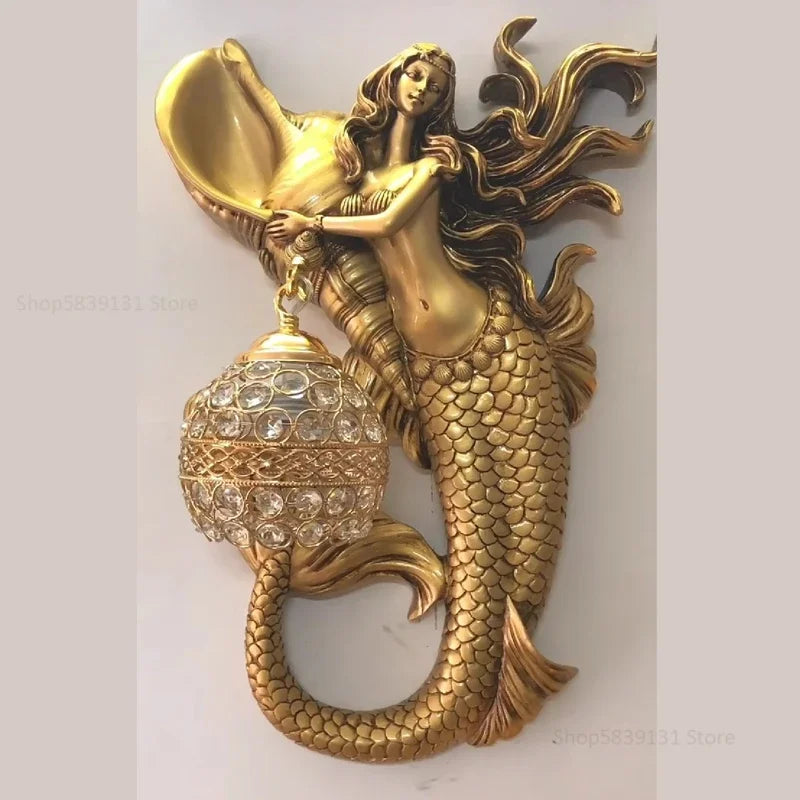 applique murale led moderne nordique ange sirène décorative en résine - vue 6 sur 9