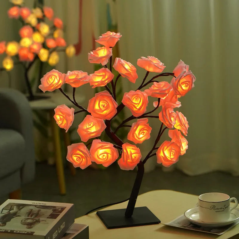 lampe de table led arbre cerisier cristal veilleuse nordique - vue 3 sur 19
