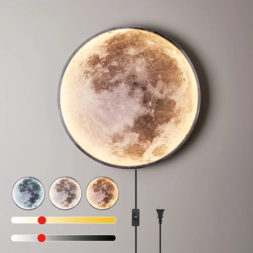applique murale lune moderne avec intensité variable et télécommande led - vue 4 sur 23