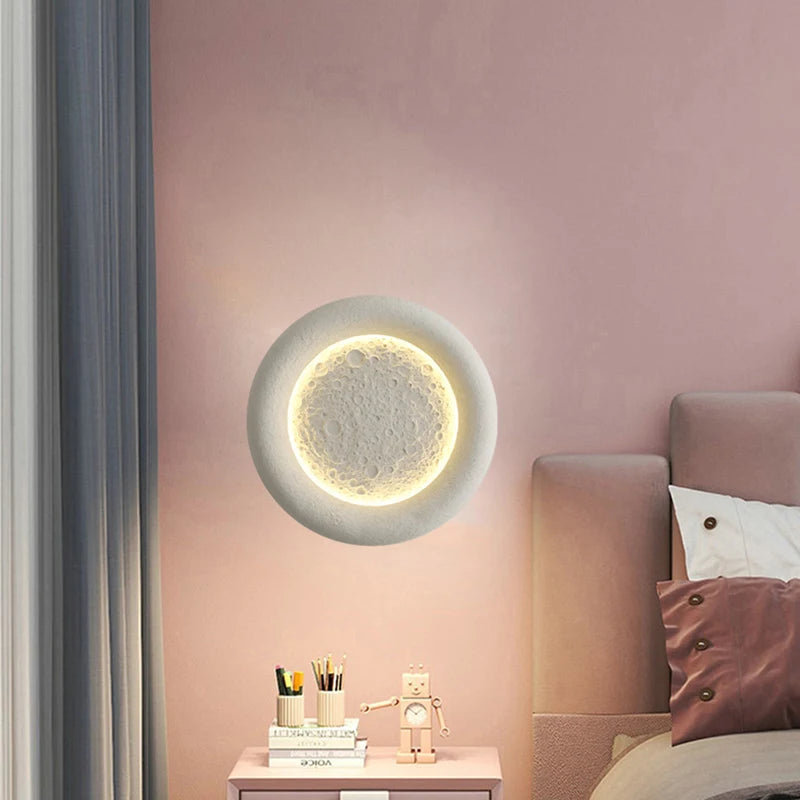 applique murale led ronde en forme de lune design art déco interchangeable - vue 3 sur 8