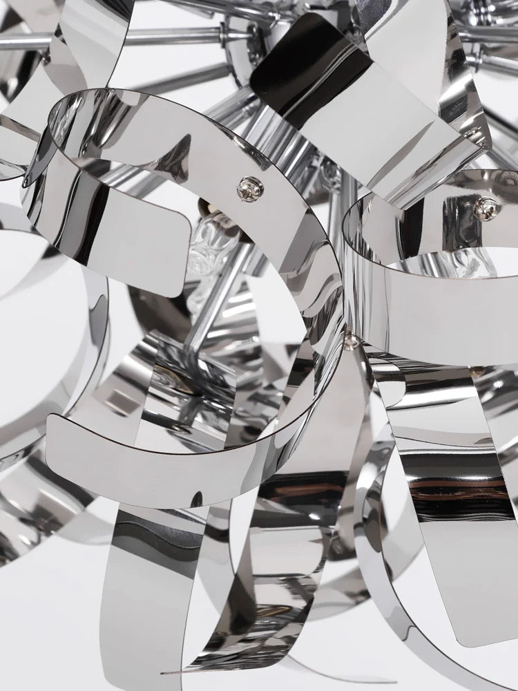 lustre post-moderne de luxe en acier inoxydable pour hôtel - vue 5 sur 8