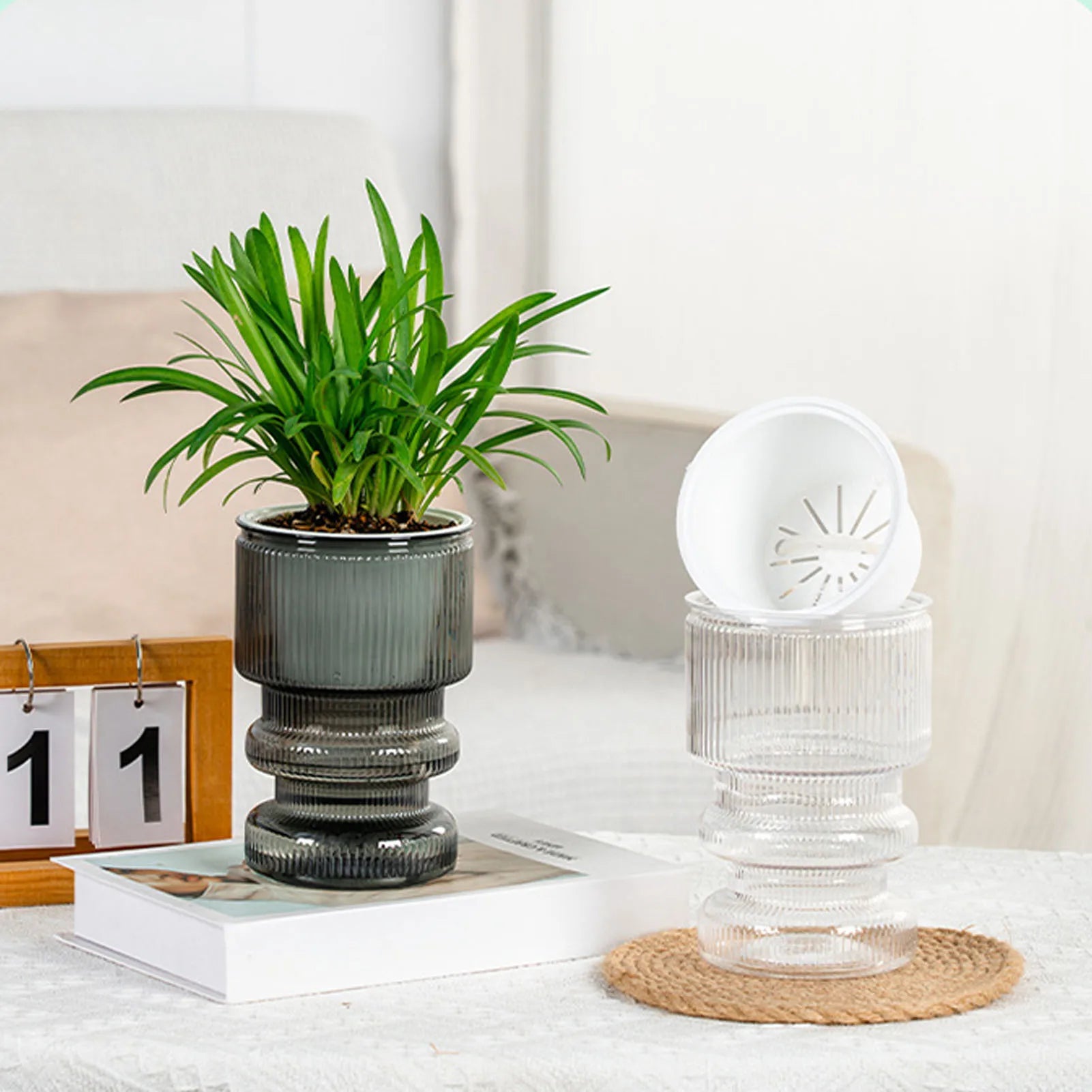 pot de fleurs hydroponique avec arrosage automatique décoration jardin - vue 3 sur 15