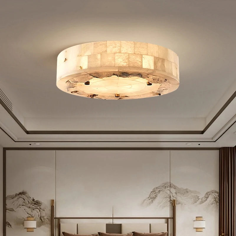 Luxueux plafonnier en marbre naturel circulaire 30CM 40CM chambre salon salle à manger Grand luminaire suspendu luminaire suspendu - vue 3 sur 9