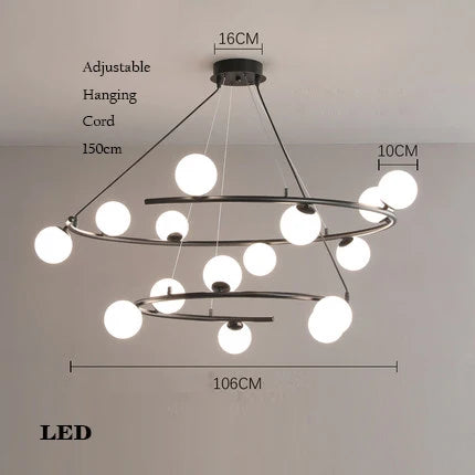 lustre créatif en fer et verre pour décoration élégante - vue 15 sur 16