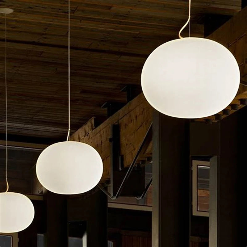suspension ovale moderne en verre pour hôtel restaurant - vue 5 sur 8