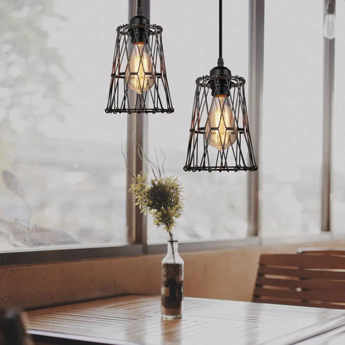 suspension vintage en métal abat-jour cage pour éclairage intérieur - vue 3 sur 24