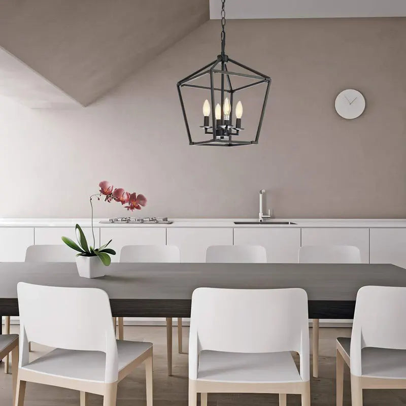 Lustre de Restaurant de ferme américaine minimaliste rétro créatif cuisine couloir couloir chambre à coucher lumière noire - vue 3 sur 7