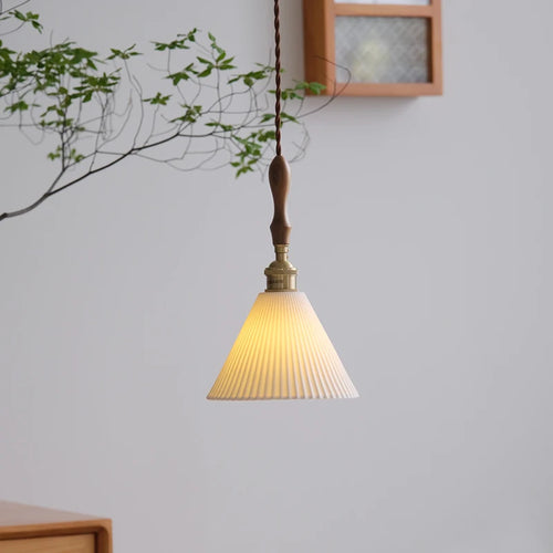 lustre nordique vintage en céramique et laiton luminaire suspendu - vue 2 sur 10