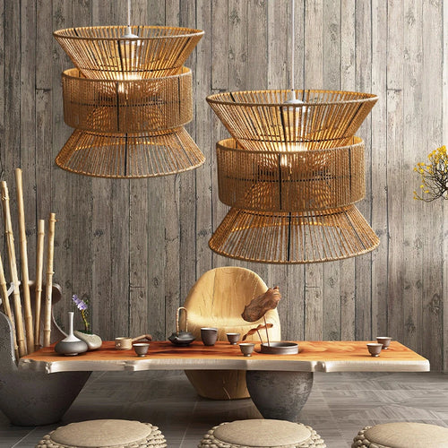 Lustre en corde de papier de Style japonais Wabi-sabi - vue 2 sur 6