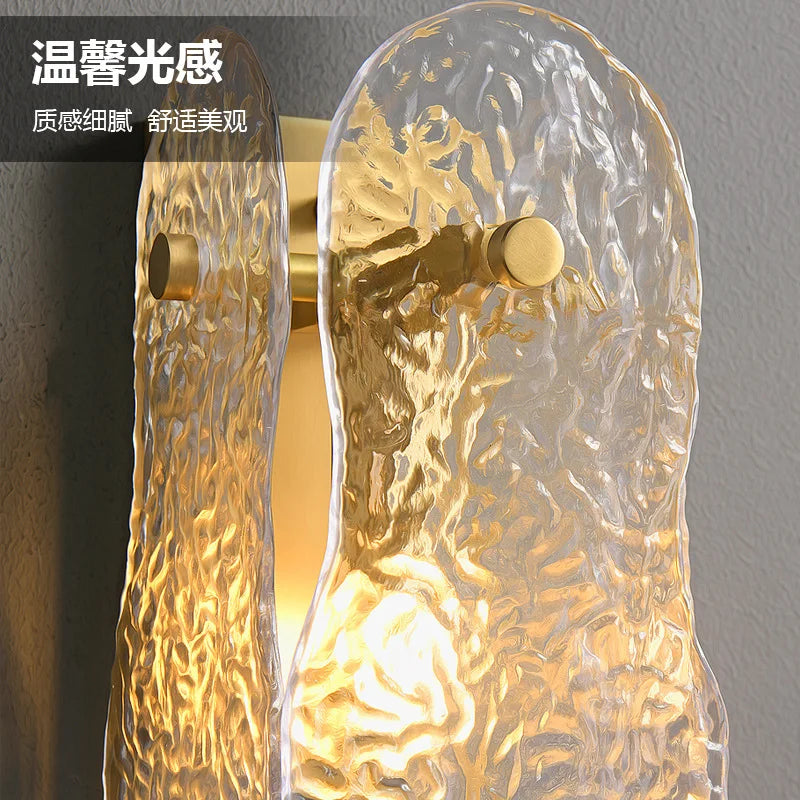 applique murale moderne en verre doré pour décoration intérieure - vue 3 sur 8