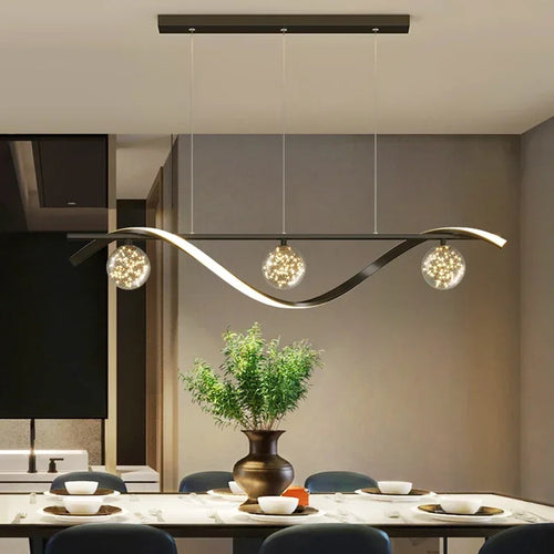 suspension led minimalistes en verre gradation luminaire domestique - vue 3 sur 8